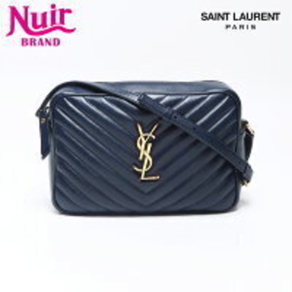 Yves Saint Laurent Lou Leather Camera Bag Shoulder Navy Blue